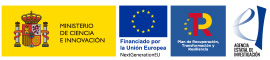 Logotipo del Ministerio de Ciencia e Innovación. Financiado por la Unión Europea NextGegeration EU. Plan de Recuperación, Transformación y Resiliencia. Agencia Estatal de Investigación